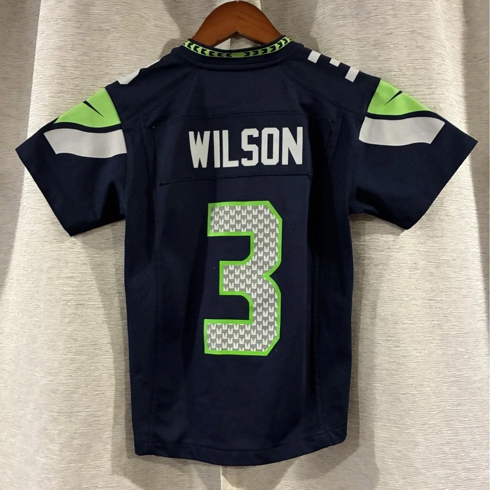 Seattle Seahawks #3 Russell Wilson Nike NFL Football Jersey Boys Size Small Blue
